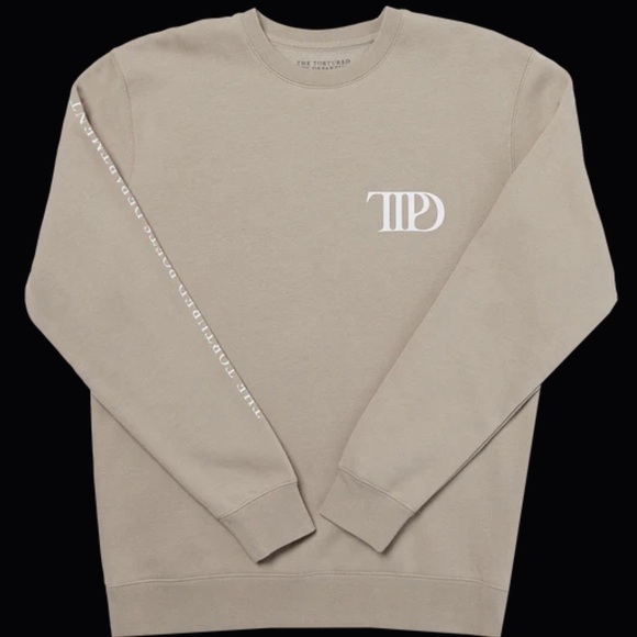 BRAND NEW Taylor Swift The Tortured Poets Department Beige Crewneck TTPD - Picture 3 of 13